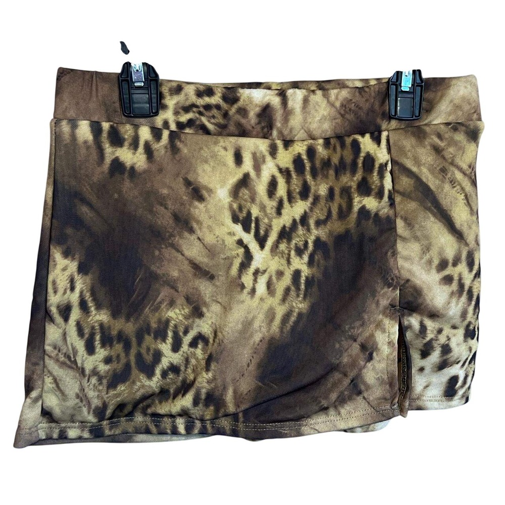 Urban Outfitters Leopard Print Low Rise Micro Mini Skort size Large